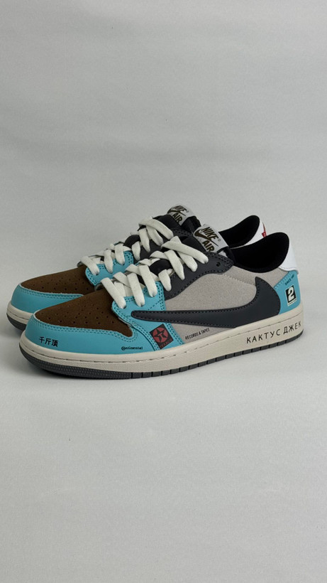 نایک ایرجردن 1 تراویس اسکات بی ام و آبی Nike Air Jordan 1 Low TravisScott Jackboys BMW-محصول :ویتنام