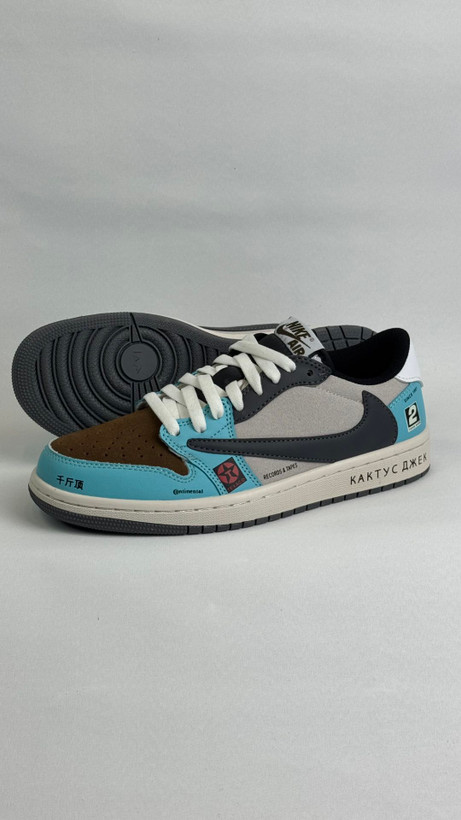 نایک ایرجردن 1 تراویس اسکات بی ام و آبی Nike Air Jordan 1 Low TravisScott Jackboys BMW-محصول :ویتنام
